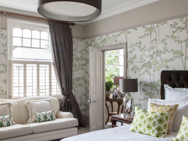Bedroom at Balham Victorian terrace with finished wall decoration