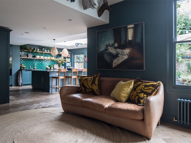 Victorian house renovation in Balham SW17, deep teal kitchen, internal redecoration, and restored period front by Pro House