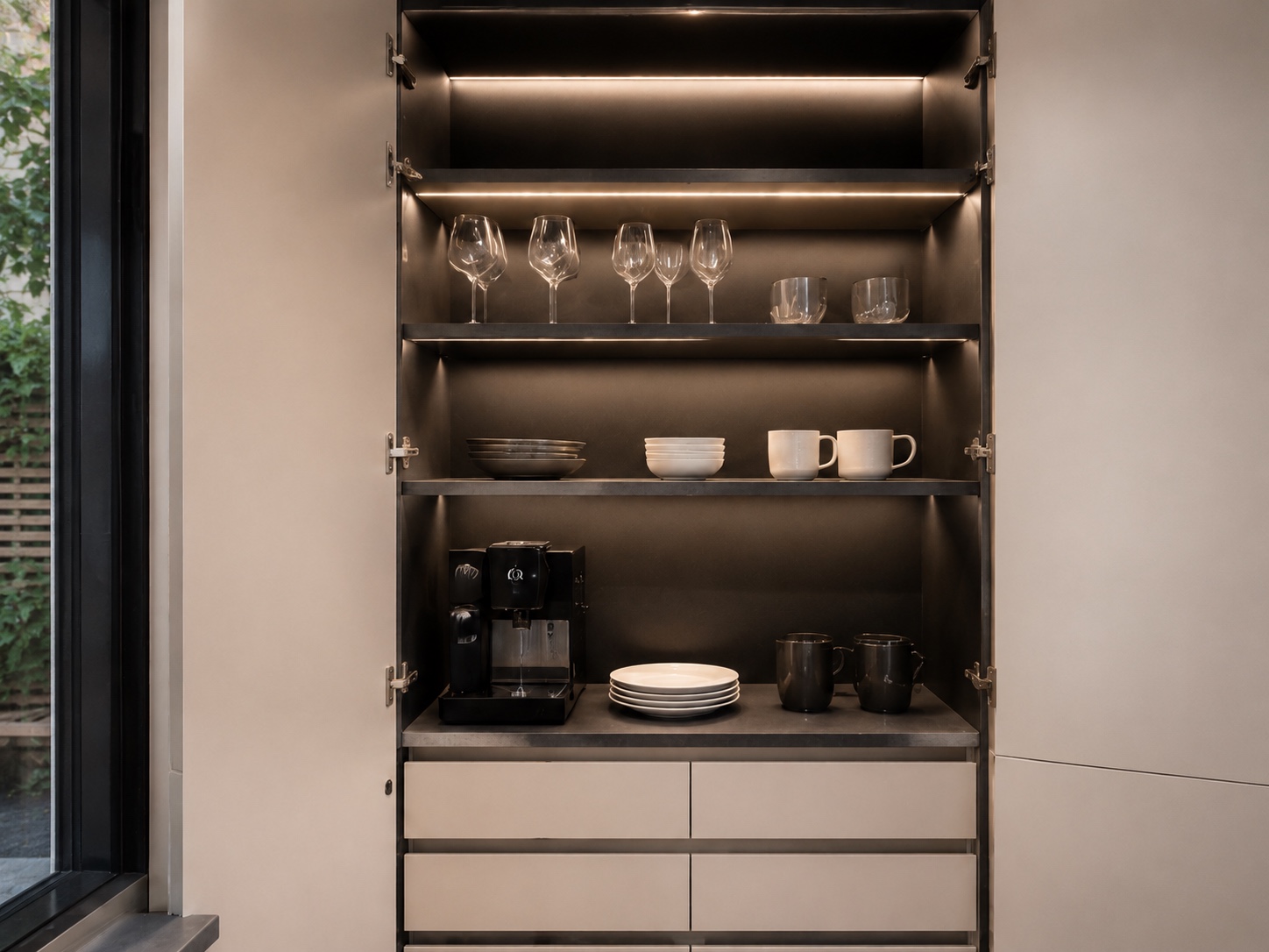Modern kitchen renovation in Chelsea, London SW3 — bespoke cabinetry and composite stone worktops by Pro House